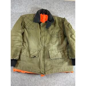 Vintage 70s Ted Williams Sears Duck Jacket Mens XL Green Hooded Quilted Hunting